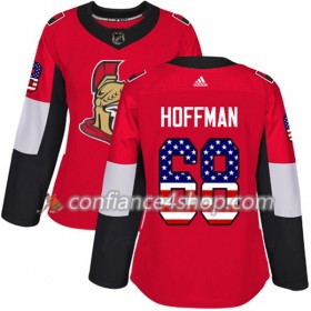 Adidas Maillot de Hockey Ottawa Senators Mike Hoffman 68 2017-2018 Rouge USA Flag Fashion Authentic - Femme